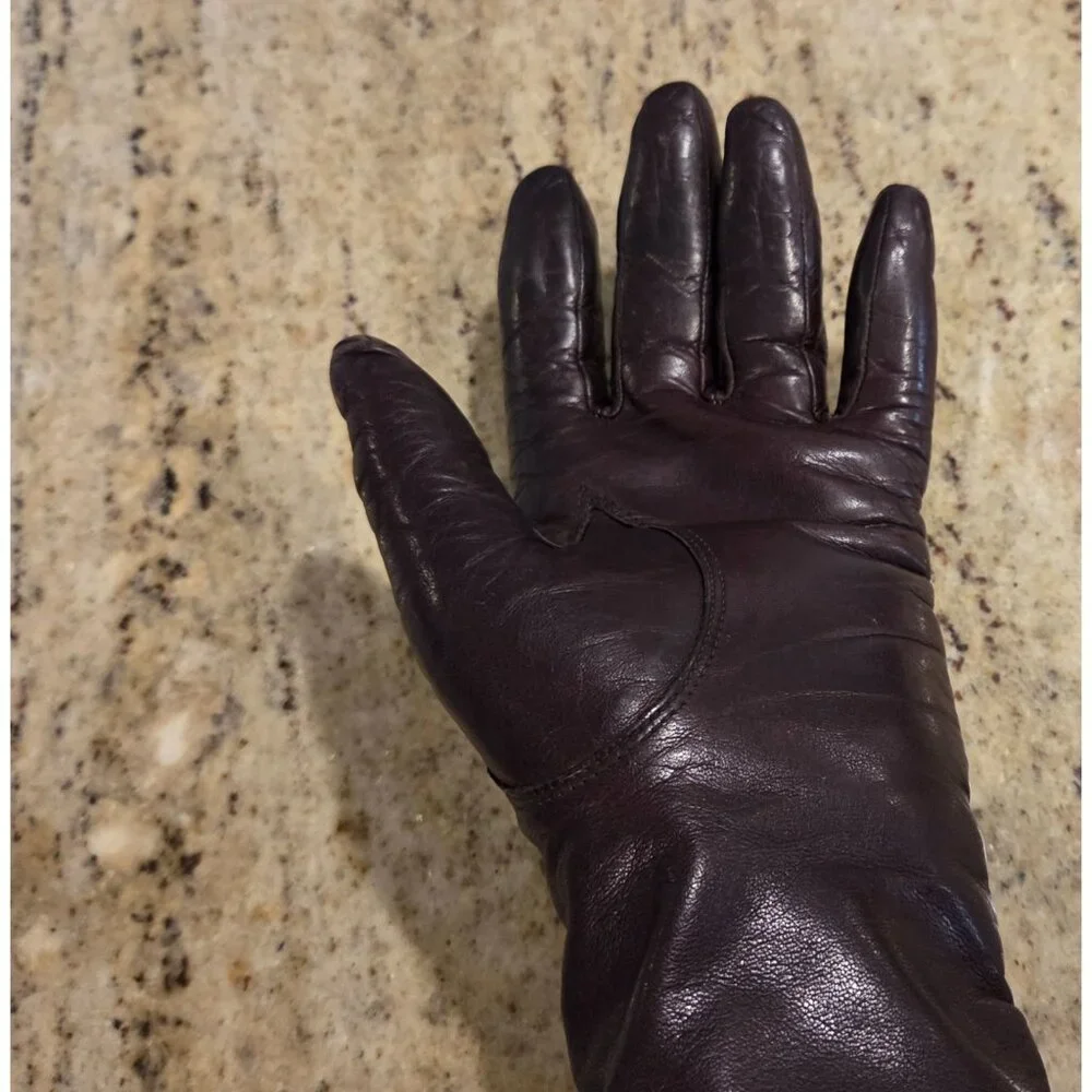 Vintage Womens Size M Burgundy Leather Lined 10